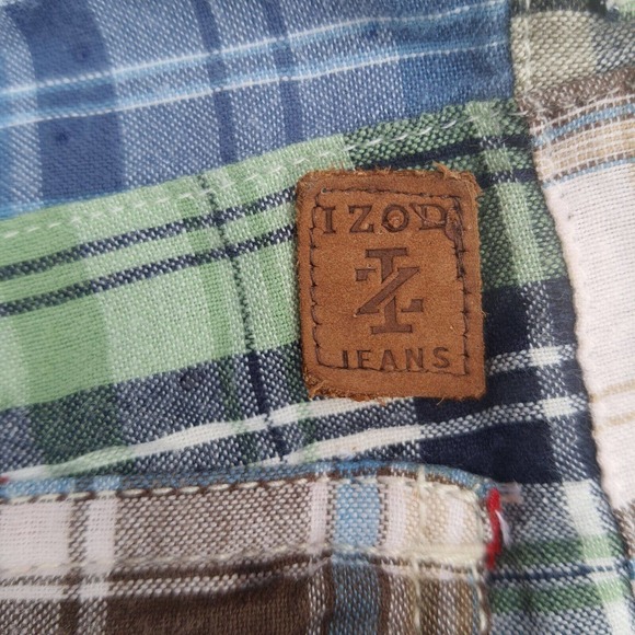 Men's 38 Indian Madras Shorts Patchwork Plaid Preppy Cargo Vtg by Izod J… - Picture 9 of 9